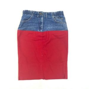 Upcycled Wrangler Colorblock Pencil Jean Skirt